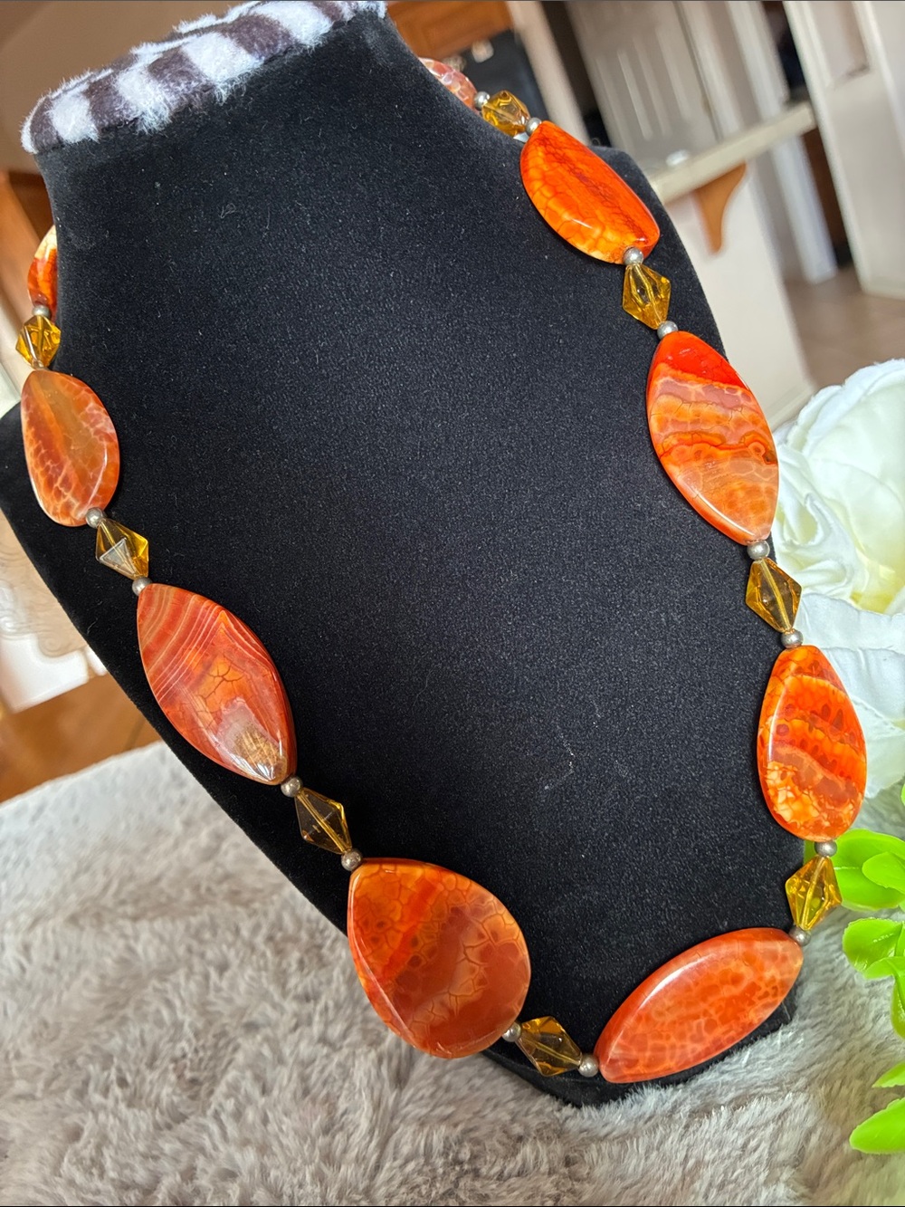Orange Agate Statement Necklace - Women Jewelry